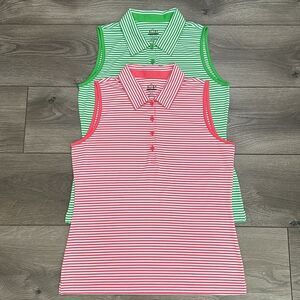 EP Pro Tour‎ Tech Striped Golf Tennis Polos Tank Tops Pink Green Size Small